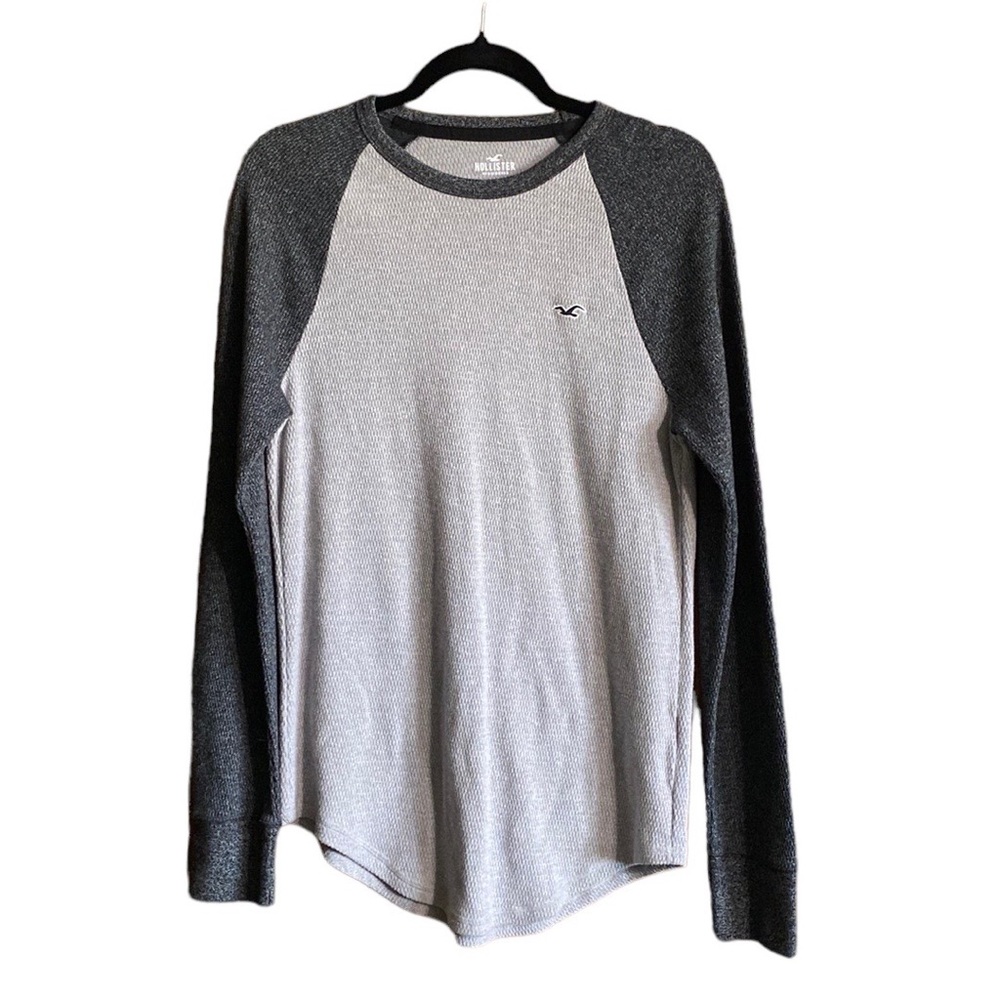 Hollister Co Mens’ Long Sleeve Shirt Curved Hem Knitted